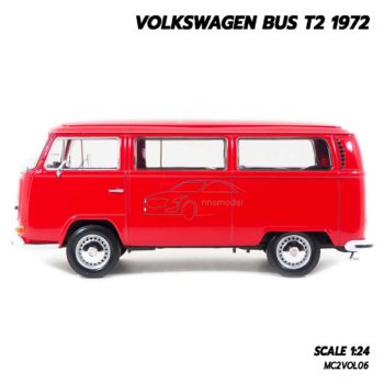 โมเดลรถตู้ VOLKSWAGEN BUS T2 1972 สีแดง (1:24) โมเดลรถโฟล์คตู้ เหมือนจริง