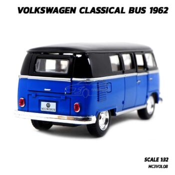โมเดลรถตู้ คลาสสิค Volkswagen Bus 1962 สีน้ำเงิน (Scale 1:32) รถโมเดล ประกอบสำเร็จ พร้อมตั้งโชว์