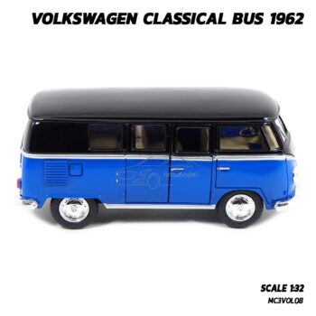 โมเดลรถตู้ คลาสสิค Volkswagen Bus 1962 สีน้ำเงิน (Scale 1:32) โมเดลรถสะสม Kinsmart