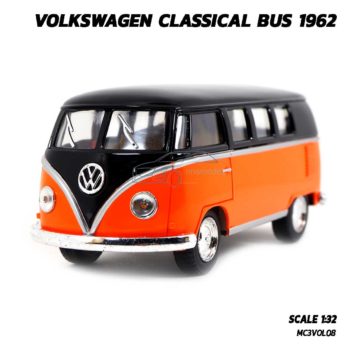 โมเดลรถตู้ Volk Bus Classic 1962 สีส้มหลังคาดำ (Scale 1:32)