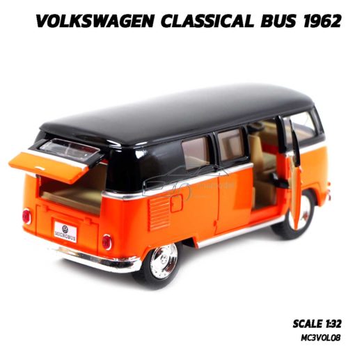 โมเดลรถตู้ Volk Bus Classic 1962 สีส้มหลังคาดำ (Scale 1:32) ภายในรถจำลองสมจริง