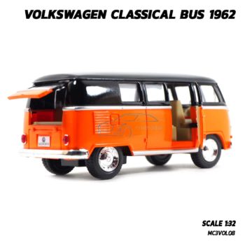 โมเดลรถตู้ Volk Bus Classic 1962 สีส้มหลังคาดำ (Scale 1:32) รถโมเดลมีลานวิ่งได้