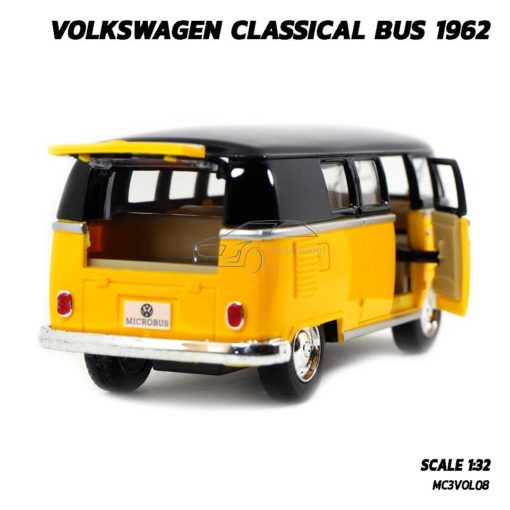 โมเดลรถตู้ Volk Bus Classic 1962 สีเหลืองหลังคาดำ (Scale 1:32) รถของเล่น รุ่นขายดี