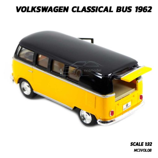 โมเดลรถตู้ Volk Bus Classic 1962 สีเหลืองหลังคาดำ (Scale 1:32) โมเดลรถเหล็ก พร้อมตั้งโชว์