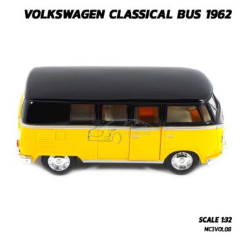 โมเดลรถตู้ Volk Bus Classic 1962 สีเหลืองหลังคาดำ (Scale 1:32) โมเดลรถเหล็ก มีลานวิ่งได้
