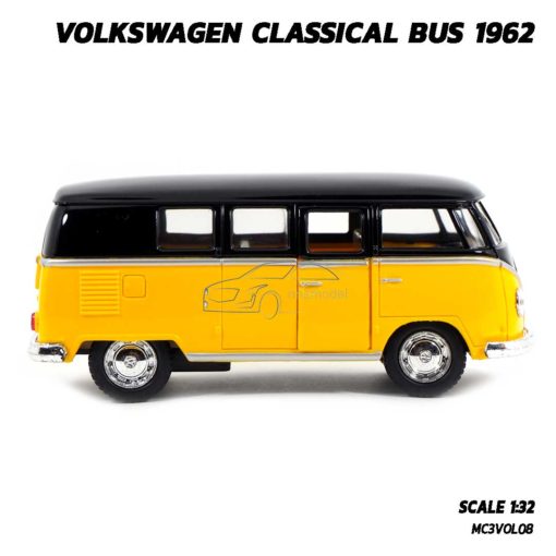 โมเดลรถตู้ Volk Bus Classic 1962 สีเหลืองหลังคาดำ (Scale 1:32) โมเดลรถเหล็ก ประกอบสำเร็จ พร้อมตั้งโชว์
