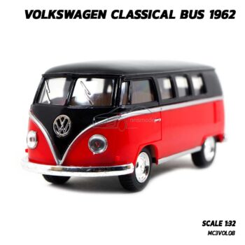 โมเดลรถตู้ คลาสสิค Volkswagen Bus 1962 สีแดง (Scale 1:32)