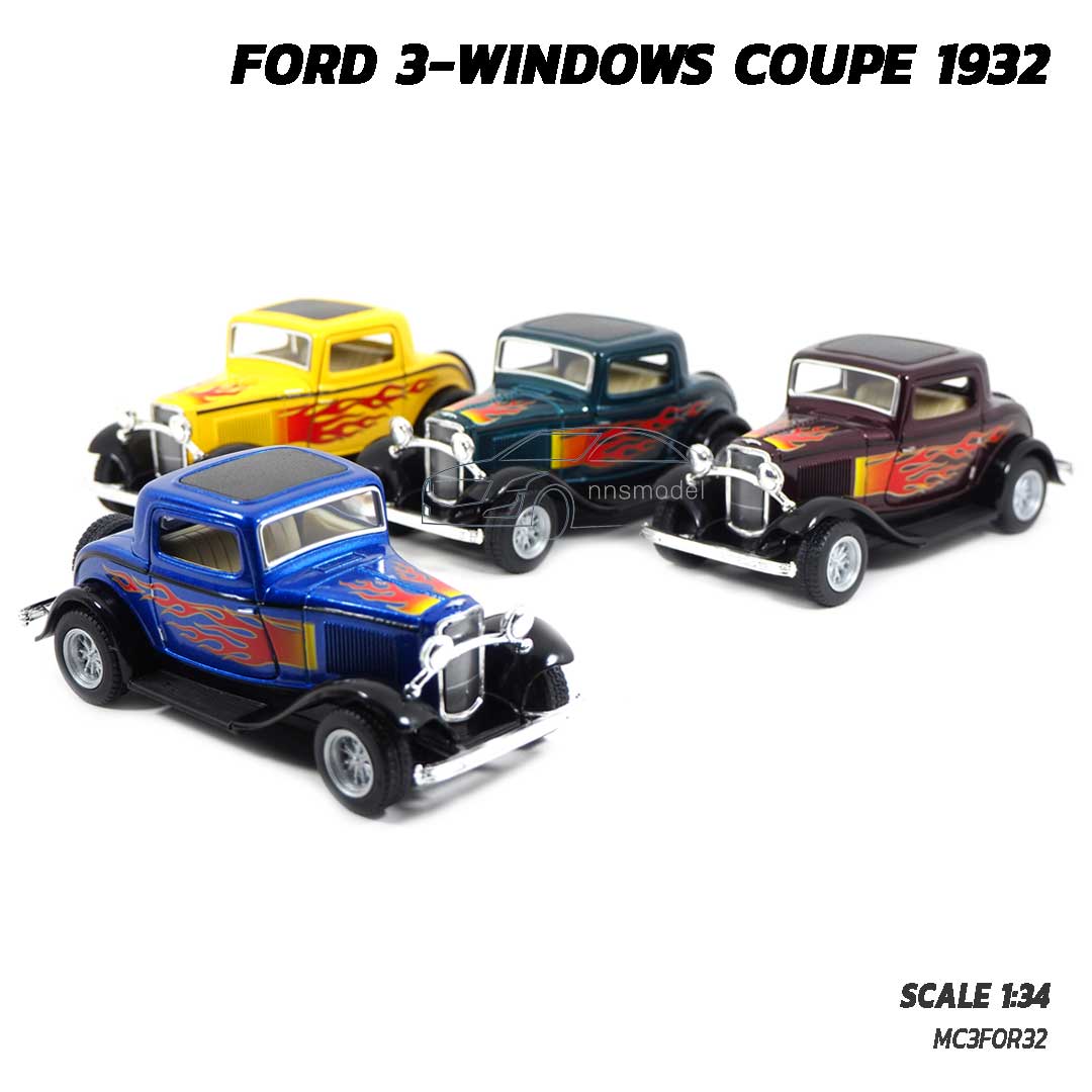 โมเดลรถคลาสสิค FORD 3-WINDOWS COUPE 1932 ลายไฟ (Scale 1:34)