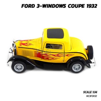 โมเดลรถโบราณ FORD COUPE 1932 สีเหลือง ลายไฟ (Scale 1:34) โมเดลรถเหล็ก มีรุ่นให้เลือกเยอะ