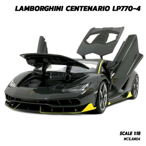 โมเดลรถ LAMBORGHINI CENTENARIO LP770-4 สีเทาดำ (Scale 1:18) โมเดลรถสปอร์ต เปิดฝากระโปรงหน้ารถได้