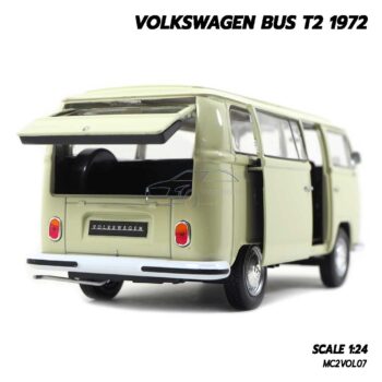 โมเดลรถตู้คลาสสิค Volkswagen Bus T2 1972 (Scale 1:24) โมเดลรถเหล็ก เปิดฝากระโปรงท้ายรถได้