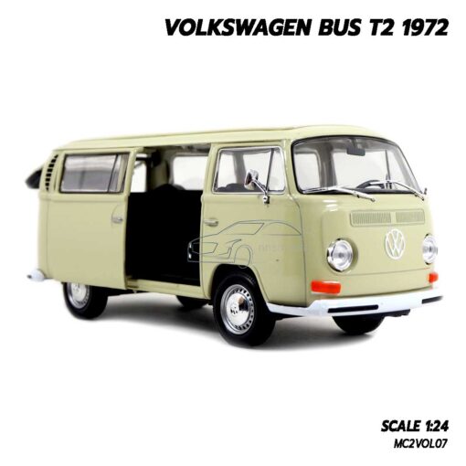 โมเดลรถตู้คลาสสิค Volkswagen Bus T2 1972 (Scale 1:24) โมเดลรถเหล็ก พร้อมตั้งโชว์