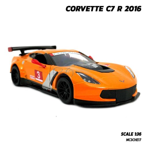 โมเดลรถสปอร์ต CORVETTE C7 R 2016 สีส้ม model รถ จำลองเหมือนจริง