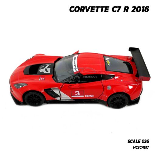 โมเดลรถสปอร์ต CORVETTE C7 R 2016 สีแดง model รถ มีลานวิ่งได้