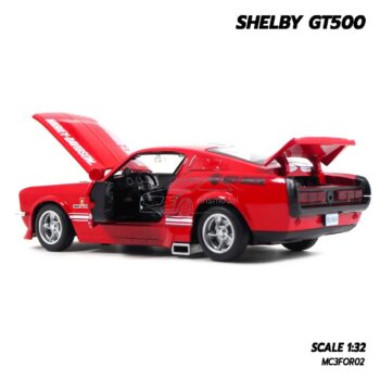 รถโมเดล SHELBY GT500 สีแดง (Scale 1:32) โมเดลรถเหล็ก ฝากระโปรงหน้ารถเปิดได้ ภายในรถจำลองสมจริง