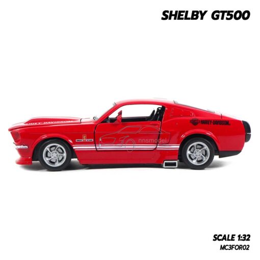 รถโมเดล SHELBY GT500 สีแดง (Scale 1:32) โมเดลรถเหล็ก มีลานวิ่งได้ พร้อมตั้งโชว์