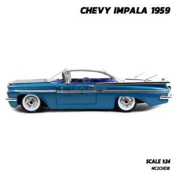 โมเดลรถคลาสสิค CHEVY IMPALA 1959 สีฟ้า (Scale 1:24) รถเหล็ก Jada Toy ประกอบสำเร็จ