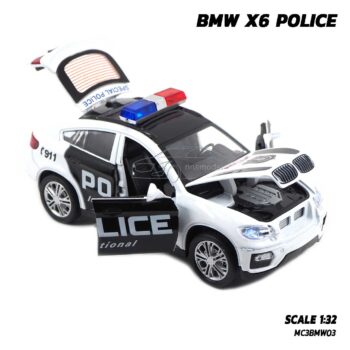 โมเดลรถตำรวจ BMW X6 Police (1:32) รถเหล็กโมเดล เปิดได้ครบ