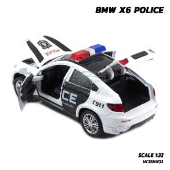 โมเดลรถตำรวจ BMW X6 Police (1:32) รถเหล็กโมเดล เปิดฝากระโปรงท้ายได้