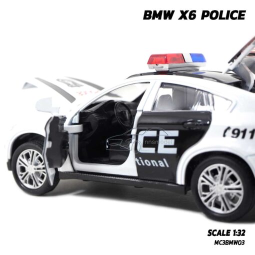 โมเดลรถตำรวจ BMW X6 Police (1:32) รถเหล็กโมเดล ภายในรถจำลองสมจริง