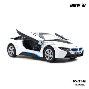 โมเดลรถเหล็ก BMW i8 สีขาว (1:36) เปิดประตูปีกนกได้
