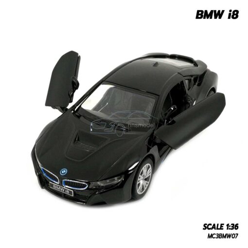 โมเดลรถเหล็ก BMW i8 สีดำ จำลองเหมือนจริง เปิดประตูปีกนกได้