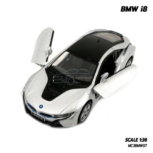 โมเดลรถเหล็ก BMW i8 สีบรอนด์ จำลองเหมือนจริง เปิดประตูปีกนก