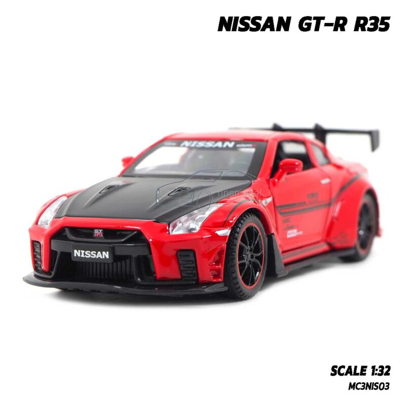 โมเดลรถ ซุปเปอร์คาร์ NISSAN GTR R35 สีแดง (1:32) รถเหล็ก มีเสียงมีไฟ