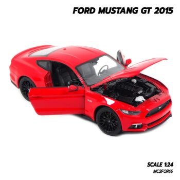 โมเดลมัสแตง FORD MUSTANG GT 2015 สีแดง (1:24) model รถมัสแตง เปิดฝากระโปรงหน้าได้