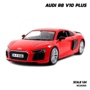 โมเดลรถ AUDI R8 V10 PLUS สีแดง (Scale 1:24) โมเดลรถสปอร์ต ของสะสม Maisto