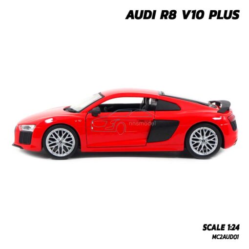 โมเดลรถ AUDI R8 V10 PLUS สีแดง (Scale 1:24) โมเดลรถสปอร์ต ประกอบสำเร็จ Maisto