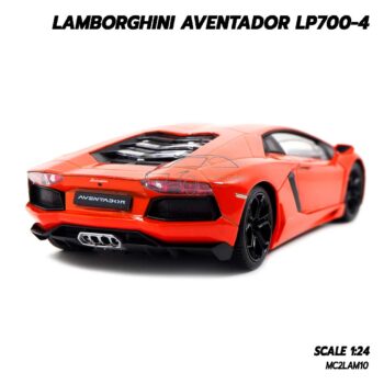 โมเดลรถ LAMBORGHINI AVENTADOR LP700-4 สีส้ม (1:24) รถเหล็กจำลองเหมือนจริง ประกอบสำเร็จ