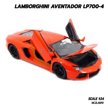 โมเดลรถ LAMBORGHINI AVENTADOR LP700-4 สีส้ม (1:24) รถเหล็กจำลองเหมือนจริง พร้อมตั้งโชว์