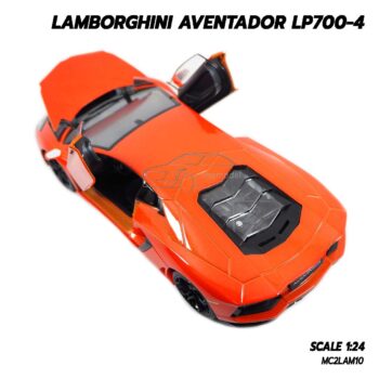 โมเดลรถ LAMBORGHINI AVENTADOR LP700-4 สีส้ม (1:24) รถเหล็กจำลองเหมือนจริง รุ่นขายดี