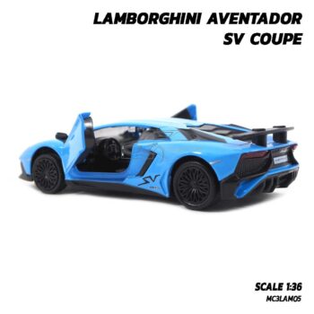 โมเดลรถ LAMBORGHINI AVENTADOR SV COUPE สีฟ้า โมเดลรถเหล็ก พร้อมตั้งโชว์ จำลองเหมือนจริง