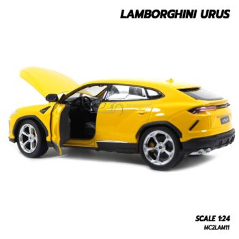 โมเดลรถ LAMBORGHINI URUS สีเหลือง Welly (1:24) รถเหล็กจำลอง ภายในรถจำลองสมจริง