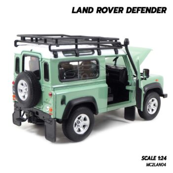 โมเดลรถ LAND ROVER DEFENDER สีเขียว Welly (1:24) รถเหล็กจำลอง มียางอะไหล่ท้ายรถเหมือนจริง