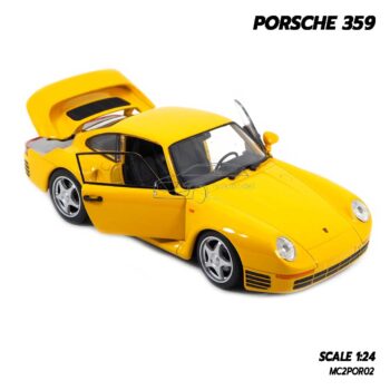 โมเดลรถ PORSCHE 359 สีเหลือง (1:24) รถโมเดลคลาสสิค เปิดประตูรถซ้ายขวาได้