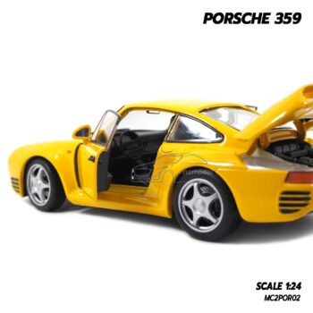 โมเดลรถ PORSCHE 359 สีเหลือง (1:24) รถโมเดลคลาสสิค ภายในรถจำลองสมจริง