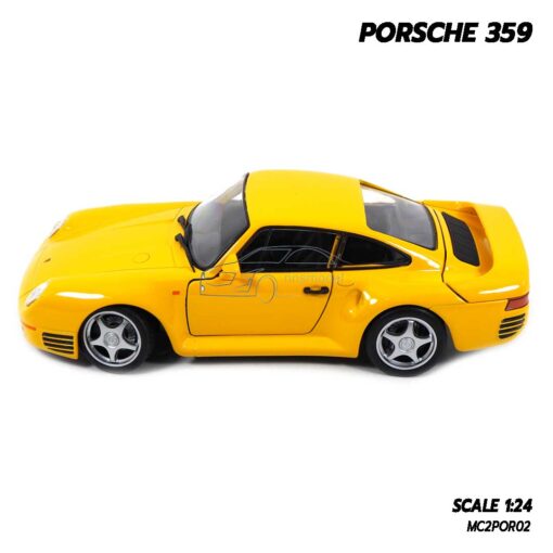 โมเดลรถ PORSCHE 359 สีเหลือง (1:24) รถโมเดลคลาสสิค ของสะสม Welly