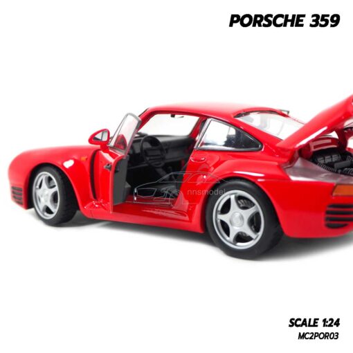 โมเดลรถ PORSCHE 359 สีแดง (1:24) โมเดลรถคลาสสิค ภายในรถจำลองสมจริง