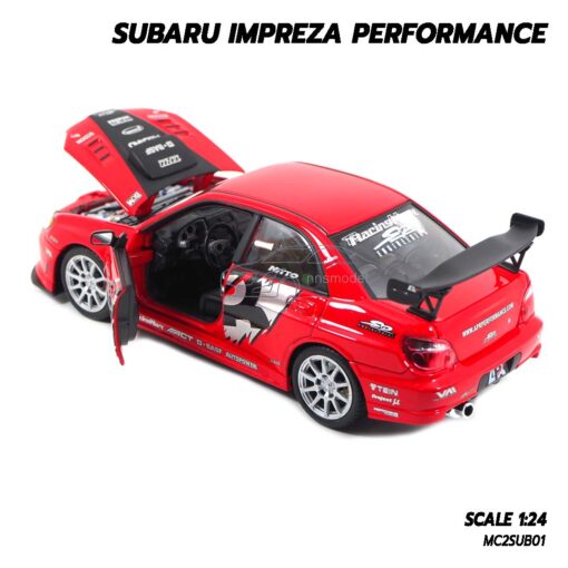 โมเดลรถ SUBARU IMPREZA PERFORMANCE สีแดง (1:24) รถโมเดลประกอบสำเร็จ เปิดประตูซ้ายขวาได้