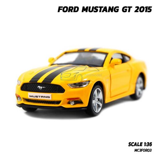 โมเดลรถมัสแตง FORD MUSTANG GT 2015 สีเหลืองคาดลาย (1:36) Diecast Model car