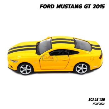 โมเดลรถมัสแตง FORD MUSTANG GT 2015 สีเหลืองคาดลาย (1:36) model รถ มีลานวิ่งได้