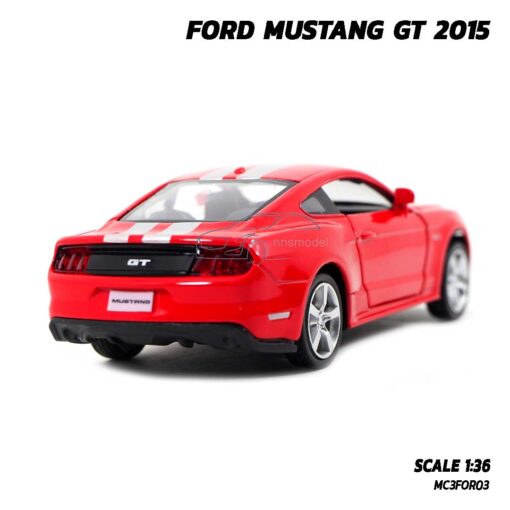 โมเดลรถมัสแตง FORD MUSTANG GT 2015 สีแดงคาดลาย (1:36) รถเหล็กโมเดล พร้อมตั้งโชว์