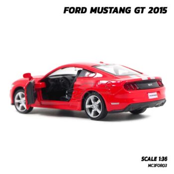 โมเดลรถมัสแตง FORD MUSTANG GT 2015 สีแดงคาดลาย (1:36) รถเหล็กโมเดล ภายในรถจำลองสมจริง