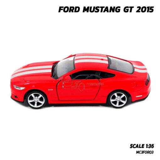 โมเดลรถมัสแตง FORD MUSTANG GT 2015 สีแดงคาดลาย (1:36) รถเหล็กโมเดล มีลานวิ่งได้