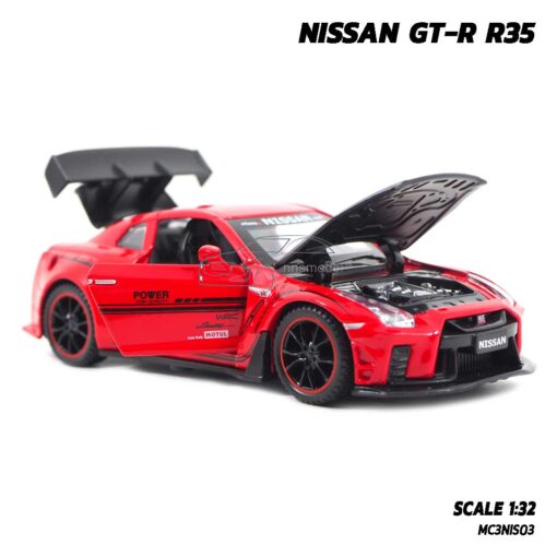 โมเดลรถยนต์ NISSAN GT-R R35 (1:32) Supercar Model นิสสัน จีทีอาร์ สีแดง เปิดฝากระโปรงหน้าได้