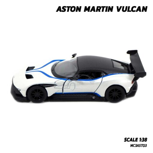 โมเดลรถสปอร์ต ASTON MARTIN VULCAN สีขาวลายแต่ง (1:38) รถเหล็กจำลองเหมือนจริง มีลานวิ่งได้