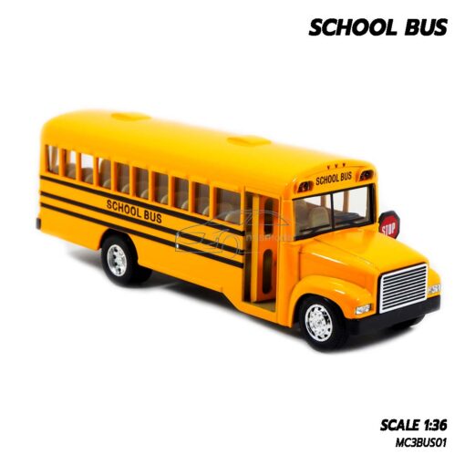 โมเดลรถเหล็ก รถโรงเรียน School Bus โมเดลรถบัส เปิดประตูหน้าได้